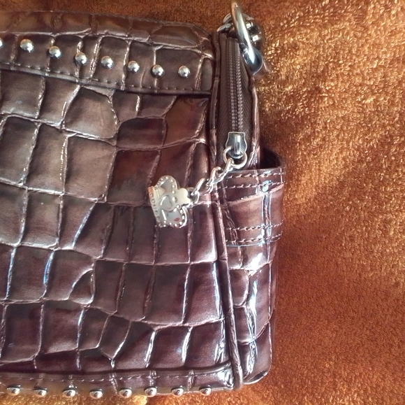 Kathy Van Zeeland KVZ Brown Croc-Embossed Women's Handbag - Picture 6 of 10
